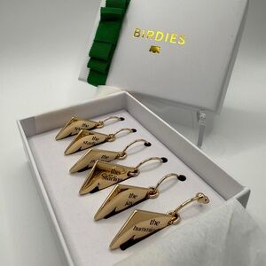 Birdies Gold Wine Glass Charms (Set of 6)